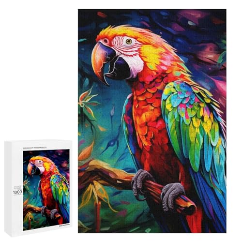 Puzzle für Erwachsene Tiere Vögel Papageien 1000 Teile Holzpuzzle rund für Erwachsene und Kinder ab 12 Jahren (75 x 50 cm) von linghhiming