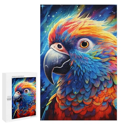 Puzzle für Erwachsene Tiere Vögel Papageien 1000 Teile Holzpuzzle für Erwachsene und Kinder ab 12 Jahren 75 x 50 cm von linghhiming