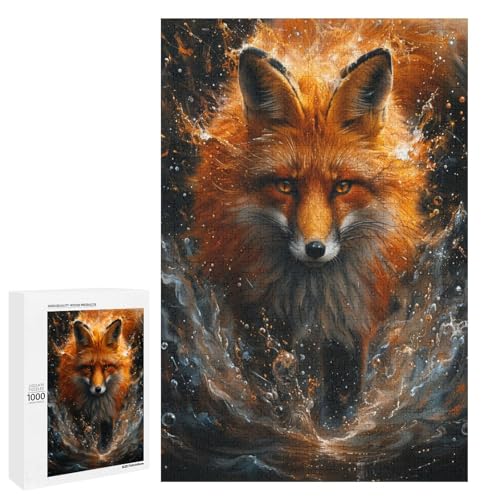 Puzzle für Erwachsene Tierfuchs 1000 teiliges Holzpuzzle für Kinder ab 12 Jahren Lernspielzeug 75 x 50 cm von linghhiming