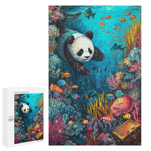 Puzzle für Erwachsene Tierpanda 1000 Teile Holzpuzzle für Erwachsene und Kinder ab 12 Jahren 75 x 50 cm von linghhiming