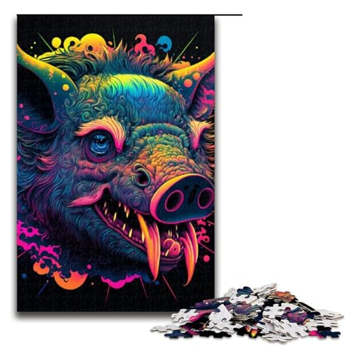 Puzzle für Erwachsene Tierschweine 1000 Teile Holzpuzzle für Erwachsene und Kinder ab 14 Jahren 1000 Teile (75 x 50 cm) von linghhiming