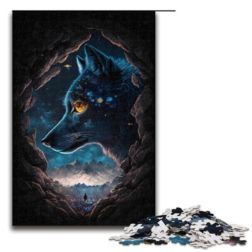Puzzle für Erwachsene Tieruniversum Wolf 1000-teiliges Holzpuzzle für Kinder ab 14 Jahren Lernspielzeug 1000 Teile (75 x 50 cm) von linghhiming