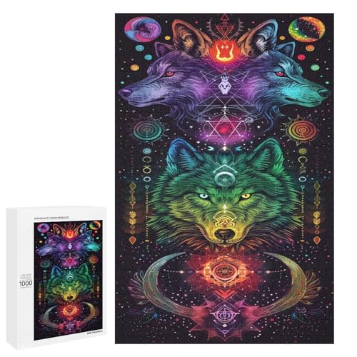 Puzzle für Erwachsene Tierwolf 1000 Teile Holzpuzzle für Kinder ab 12 Jahren Heimdekoration 75 x 50 cm von linghhiming