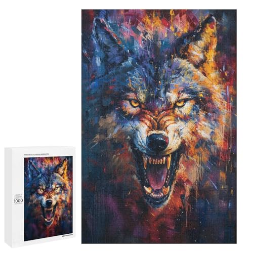 Puzzle für Erwachsene Tierwolf 1000 Teile Holzpuzzle für Kinder ab 12 Jahren Heimdekoration 75 x 50 cm von linghhiming