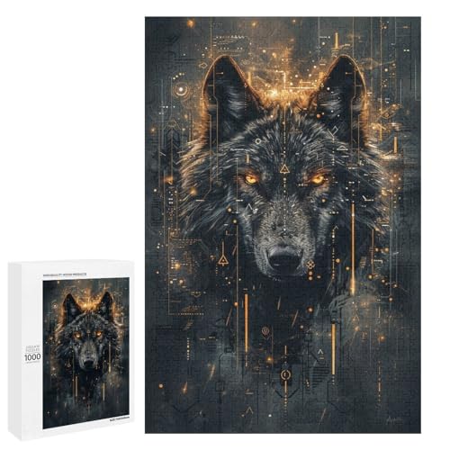 Puzzle für Erwachsene Tierwolf 1000 Teile Holzpuzzle für Kinder ab 12 Jahren Heimdekoration 75 x 50 cm von linghhiming