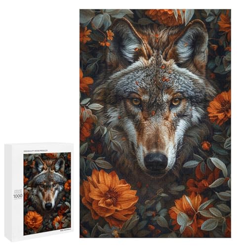 Puzzle für Erwachsene Tierwolf 1000 teiliges Holzpuzzle für Kinder ab 12 Jahren Lernspielzeug 75 x 50 cm von linghhiming