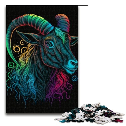 Puzzle für Erwachsene Tierziege 1000 Teile Holzpuzzle für Erwachsene und Kinder ab 14 Jahren 1000 Teile (75 x 50 cm) von linghhiming