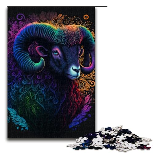 Puzzle für Erwachsene Tierziege 1000 teiliges Holzpuzzle für Kinder ab 14 Jahren Lernspielzeug 1000 Teile (75 x 50 cm) von linghhiming
