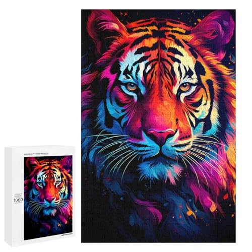 Puzzle für Erwachsene Tiger 1000 Teile Holzpuzzle für Erwachsene und Kinder ab 12 Jahren (75 x 50 cm) von linghhiming