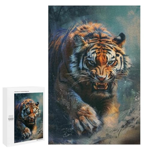 Puzzle für Erwachsene Tiger 1000 Teile Holzpuzzle für Erwachsene und Kinder ab 12 Jahren (75 x 50 cm) von linghhiming