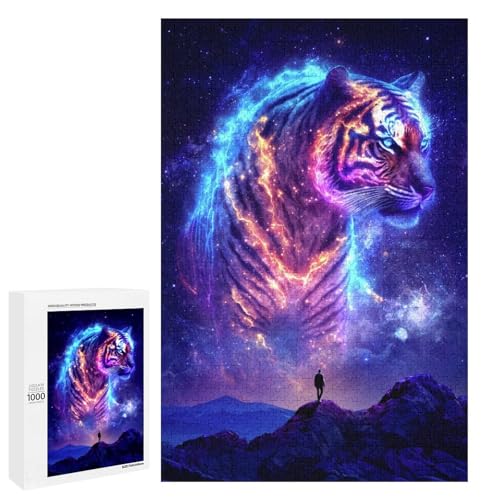 Puzzle für Erwachsene Tiger 1000 Teile Holzpuzzle für Erwachsene und Kinder ab 12 Jahren (75 x 50 cm) von linghhiming