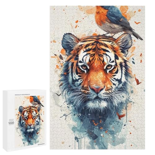 Puzzle für Erwachsene Tiger 1000 Teile Holzpuzzle für Kinder ab 12 Jahren Heimdekoration (75 x 50 cm) von linghhiming