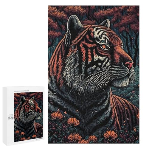 Puzzle für Erwachsene Tiger 1000 Teile Holzpuzzle für Kinder ab 12 Jahren Heimdekoration (75 x 50 cm) von linghhiming