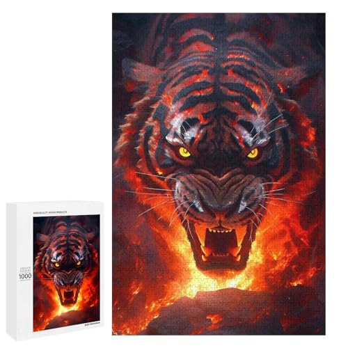 Puzzle für Erwachsene Tiger 1000 Teile Holzpuzzle für Kinder ab 12 Jahren Heimdekoration (75 x 50 cm) von linghhiming