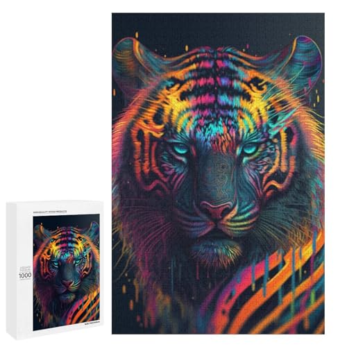 Puzzle für Erwachsene Tiger 1000 Teile Holzpuzzle für Kinder ab 12 Jahren Heimdekoration (75 x 50 cm) von linghhiming