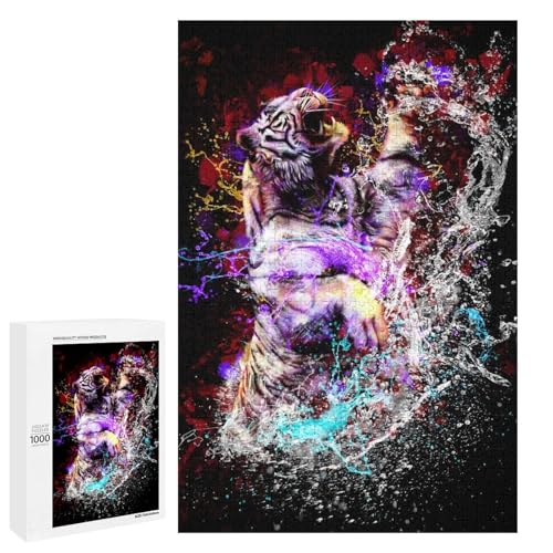 Puzzle für Erwachsene Tiger 1000 Teile Holzpuzzle für Kinder ab 12 Jahren Heimdekoration (75 x 50 cm) von linghhiming