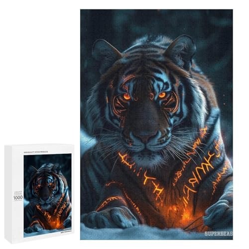 Puzzle für Erwachsene Tiger 1000 Teile Holzpuzzle für Kinder ab 12 Jahren Heimdekoration (75 x 50 cm) von linghhiming