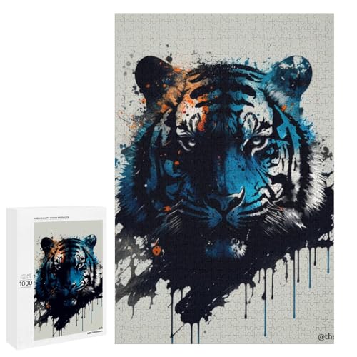 Puzzle für Erwachsene Tiger 1000 teiliges Holzpuzzle für Kinder ab 12 Jahren Lernspielzeug (75 x 50 cm) von linghhiming