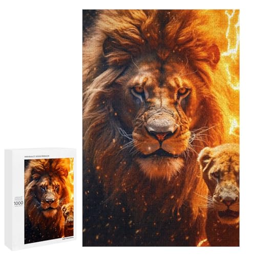 Puzzle für Erwachsene Tiger 1000 teiliges Holzpuzzle für Kinder ab 12 Jahren Lernspielzeug (75 x 50 cm) von linghhiming