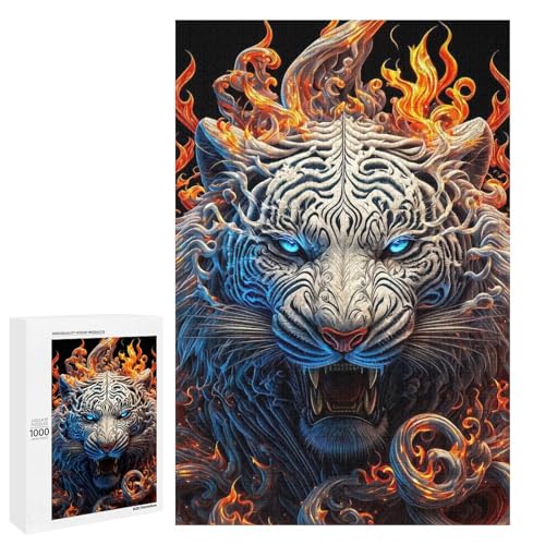 Puzzle für Erwachsene Tiger 1000 teiliges Holzpuzzle für Kinder ab 12 Jahren Lernspielzeug (75 x 50 cm) von linghhiming