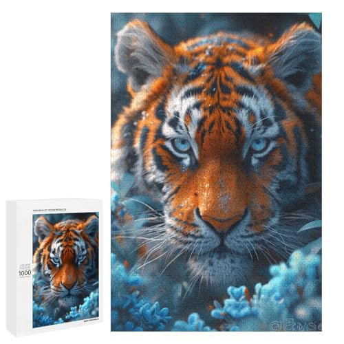 Puzzle für Erwachsene Tiger 1000 teiliges Holzpuzzle für Kinder ab 12 Jahren Lernspielzeug (75 x 50 cm) von linghhiming