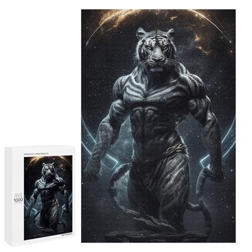 Puzzle für Erwachsene Tigerkrieger 1000 teiliges Holzpuzzle für Kinder ab 12 Jahren Lernspielzeug (75 x 50 cm) von linghhiming