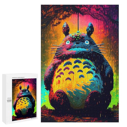 für Erwachsene Puzzle Totoro 1000 teiliges Holzpuzzle für Erwachsene und Kinder ab 12 Jahren (75 x 50 cm) von linghhiming