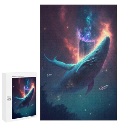 Puzzle für Erwachsene Weltraumwale 1000 teiliges Holzpuzzle für Familienspiele (75 x 50 cm) von linghhiming