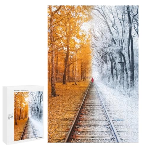 Puzzle für Erwachsene Winterfall 1000 Teile Holzpuzzle für Erwachsene und Kinder ab 12 Jahren (75 x 50 cm) von linghhiming