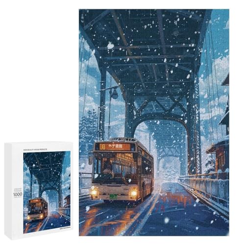 Puzzle für Erwachsene Winterzug 1000 Teile Holzpuzzle für Erwachsene und Kinder ab 12 Jahren (75 x 50 cm) von linghhiming
