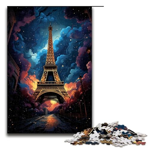 Puzzle für Erwachsene bunter Eiffelturm 1000 Teile Holzpuzzle für Kinder ab 14 Jahren Heimdekoration 1000 Teile (75 x 50 cm) von linghhiming