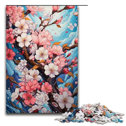 Puzzle für Erwachsene bunter Kirschblütenbaum 1000 Teile Papierpuzzle für Erwachsene und Kinder ab 14 Jahren Lernspielzeug 1000 Teile (38 x 26 cm) von linghhiming