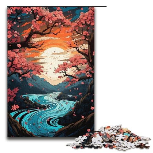 Puzzle für Erwachsene bunter Kirschblütenbaum 1000-teiliges Papierpuzzle für Familienspiele 1000 Teile (38 x 26 cm) von linghhiming