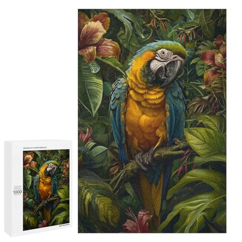 Puzzle für Erwachsene bunter Papagei 1000 teiliges Holz Rundpuzzle für Familienspiele (75 x 50 cm) von linghhiming