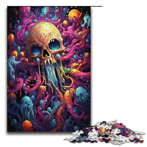 Puzzle für Erwachsene bunter böser Oktopus 1000 Teile Papierpuzzle für Erwachsene und Kinder ab 14 Jahren Lernspielzeug 1000 Teile (38 x 26 cm) von linghhiming