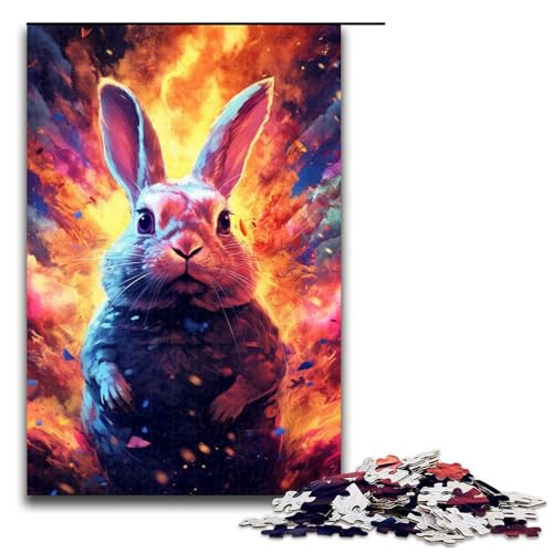 Puzzle für Erwachsene buntes Kaninchen 1000 Teile Holzpuzzle für Erwachsene und Kinder ab 12 Jahren 75 x 50 cm von linghhiming