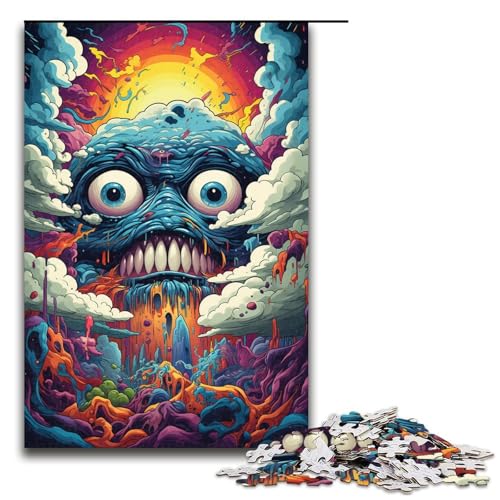 Puzzle für Erwachsene buntes psychedelisches Monster 1000 Teile tolles Geschenk geeignet für Teenager ab 14 Jahren (Größe 75 x 50 cm) von linghhiming