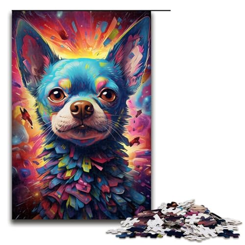 Puzzle für Erwachsene farbenfrohe Fantasie-Chihuahua-Hundekunst 1000 Teile tolles Geschenk geeignet für Teenager ab 14 Jahren 1000 PCS (75 x 50 cm) von linghhiming