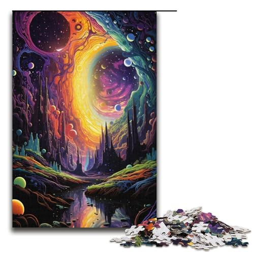 Puzzle für Erwachsene farbenfrohe Fantasy-Kunst 1000-teiliges Papierpuzzle für Kinder ab 14 Jahren Lernspielzeug 1000 Teile (38 x 26 cm) von linghhiming