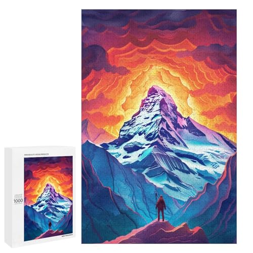 Puzzle für Erwachsene farbenfrohe wunderschöne Berge 1000 teiliges Holzpuzzle für Familienspiele 75 x 50 cm von linghhiming