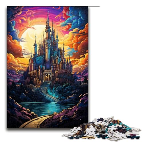 Puzzle für Erwachsene farbenfrohes Fantasieschloss 1000-teiliges Holzpuzzle für Kinder ab 14 Jahren Lernspielzeug 1000 Teile (75 x 50 cm) von linghhiming