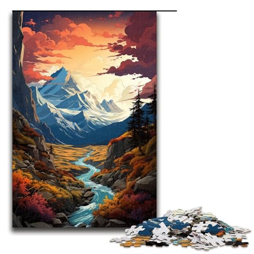 Puzzle für Erwachsene farbenfrohes Psychedelisches Puzzle der Jotunheimen Berge 1000 Teile tolles Geschenk geeignet für Teenager ab 14 Jahren (Größe 75 x 50 cm) von linghhiming