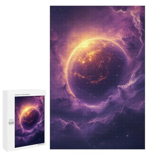 Puzzle für Erwachsene farbenfrohes Universum und Planeten 1000 teiliges rundes Holzpuzzle für Erwachsene und Kinder ab 12 Jahren (75 x 50 cm) von linghhiming