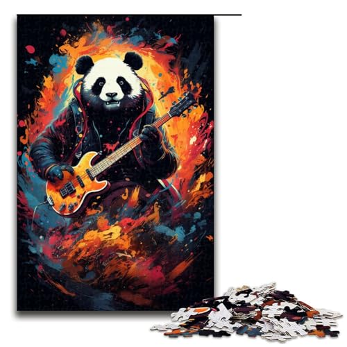 Puzzle für Erwachsene farbenfrohes psychedelisches Gemälde Panda Puzzle 1000 Teile Holzpuzzle für Kinder ab 14 Jahren anspruchsvolles Spiel (Größe 75 x 50 cm) von linghhiming
