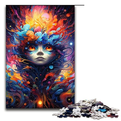 Puzzle für Erwachsene farbenfrohes psychedelisches Monster Puzzle 1000 Teile Holzpuzzle für Kinder ab 14 Jahren anspruchsvolles Spiel (Größe 75 x 50 cm) von linghhiming