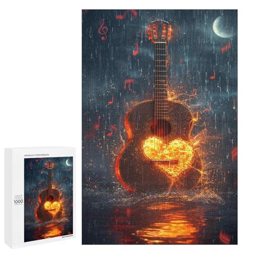 für Erwachsene Puzzle Farbige Gitarre 1000 teiliges Holzpuzzle für Erwachsene und Kinder ab 12 Jahren 75 x 50 cm von linghhiming