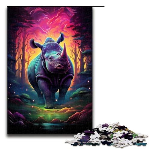 Puzzle für Erwachsene farbiges Nashorn 1000 Teile Holzpuzzle für Kinder ab 12 Jahren Lernspielzeug 75 x 50 cm Puzzle für Erwachsene farbiges Nashorn 1000 Teile Holzpuzzle für Kinder ab 12 Jahren Lernspielzeug 75 x 50 cm von linghhiming
