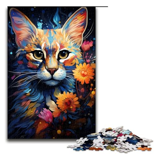 Puzzle für Erwachsene geheimnisvolle Savannenkatze 1000 Teile Holzpuzzle für Erwachsene und Kinder ab 14 Jahren Lernspielzeug 1000 Teile (75 x 50 cm) von linghhiming