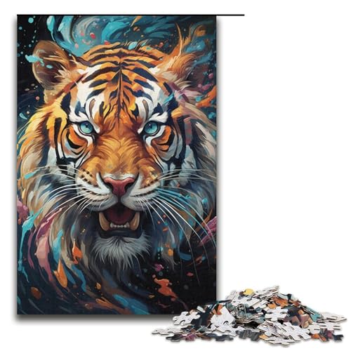 Puzzle für Erwachsene geheimnisvoller Tiger 1000 teiliges Papierpuzzle für Kinder ab 14 Jahren Lernspielzeug 1000 Teile (38 x 26 cm) von linghhiming
