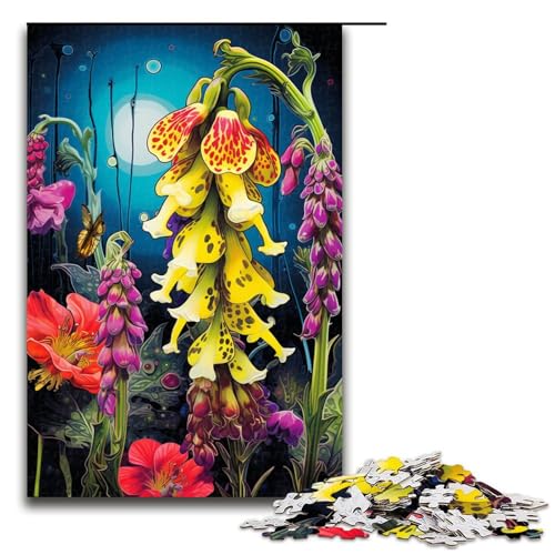 Puzzle für Erwachsene gelb bunt psychedelisch Rassel 1000 Teile Holzpuzzle für Kinder ab 14 Jahren anspruchsvolles Spiel 75 x 50 cm von linghhiming